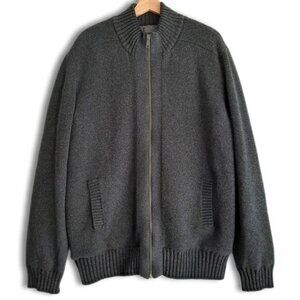 EMANUEL UNGARO Fleece Lined Casual Jacket Full-Zip Comfy Knit Gray Men's Sz XL